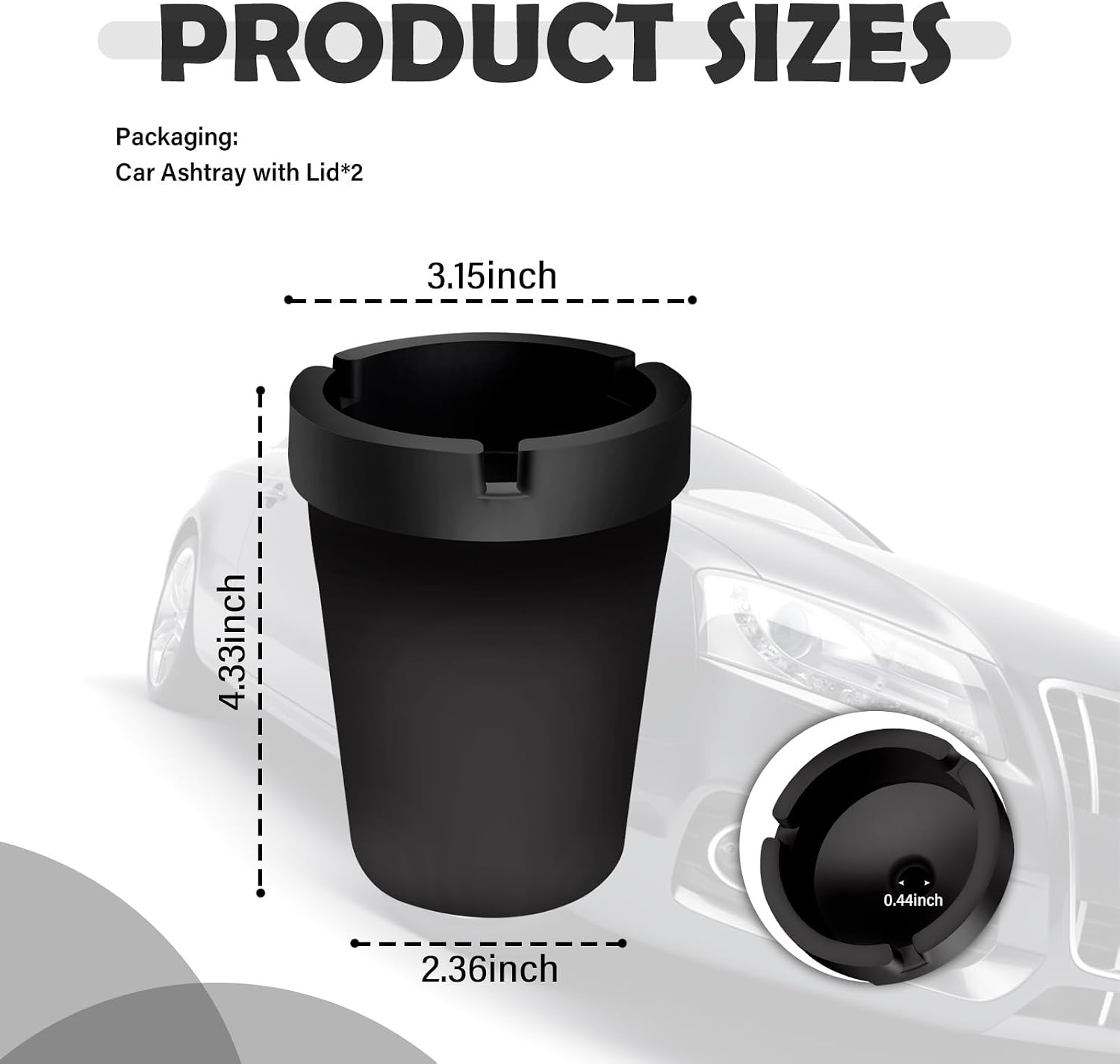 2PCS Car Ashtray with Lid,Self-Extinguishing Car Ashtrays for Cup Holder Smell Proof with 3 Grooves,Multi-Function Smokeless Ashtray for Cars Interior Accessories as Cars Trash Can