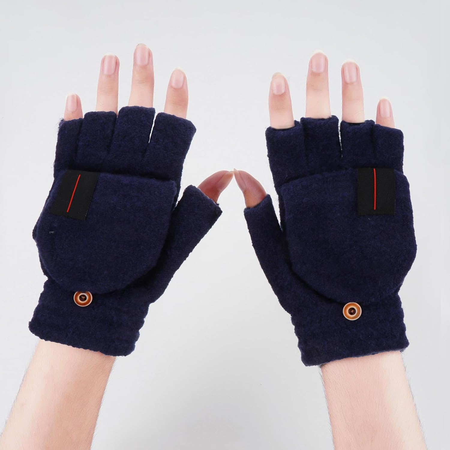 Toyvian USB Heated Gloves for Men and Women with Foldable Finger Cover, Acrylic Blend Half Finger Design for Gaming and Typing, Navy Thermal Hand Warmer Gloves for Cold Weather