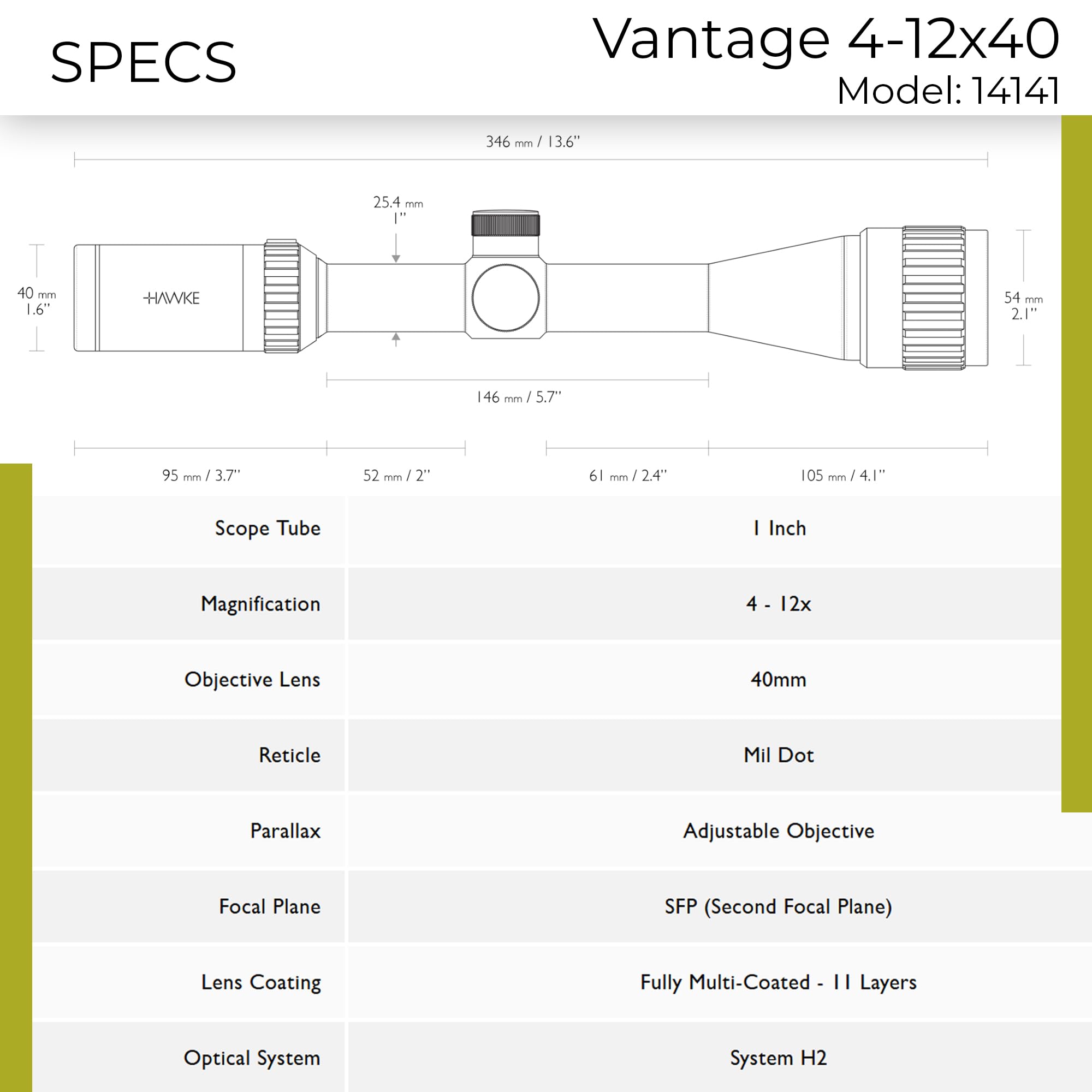 Hawke Ottica Vantage 4-12x40