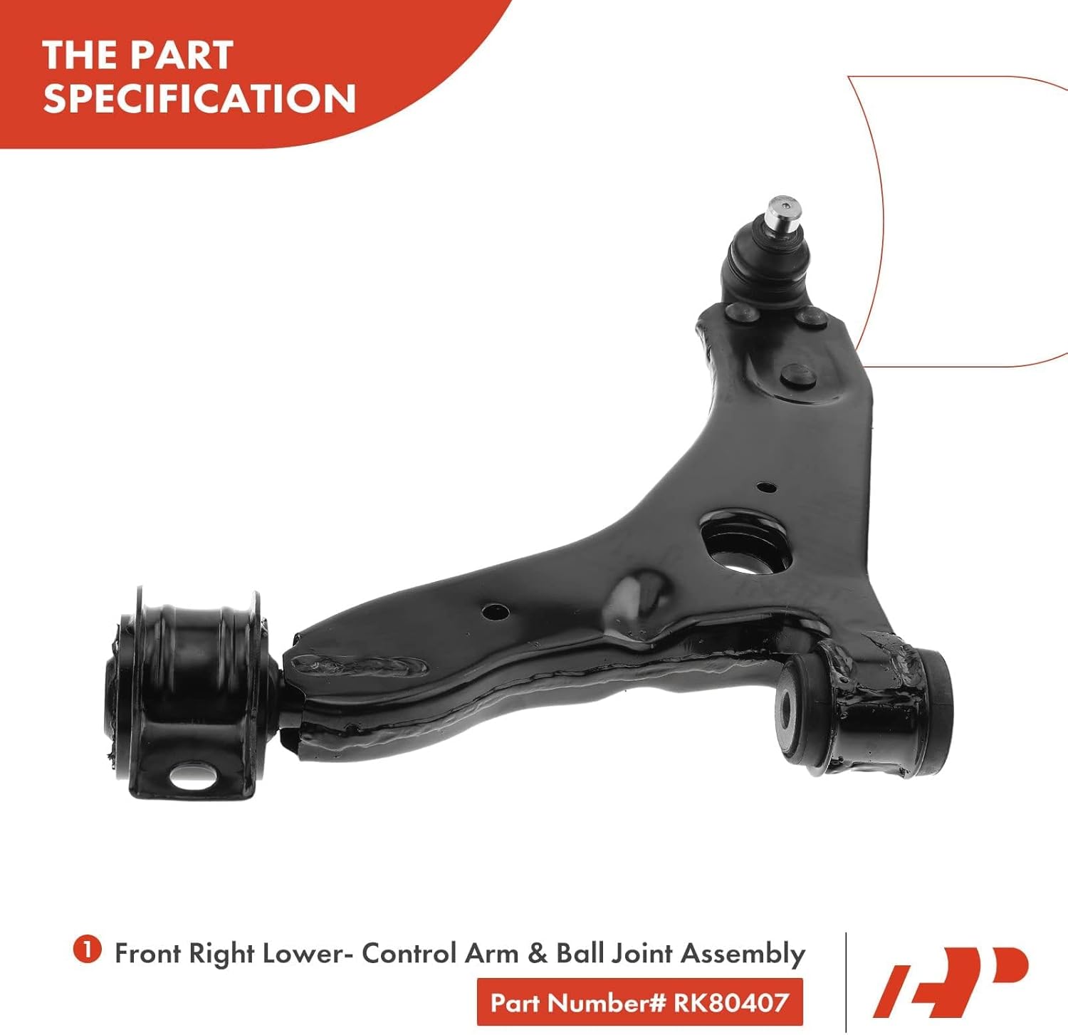 A-Premium Front Right Lower Control Arm, with Ball Joint & Bushing, Compatible with Ford Focus 2004-2011