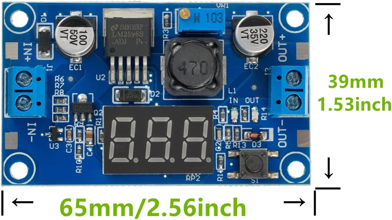 LM2596 Buck Converter with Voltmeter Display Buck Module DC-DC 4.0-40V to 1.25-37V 2A Voltage Adjustable Buck Converter Module(Pack of 2 Pcs)