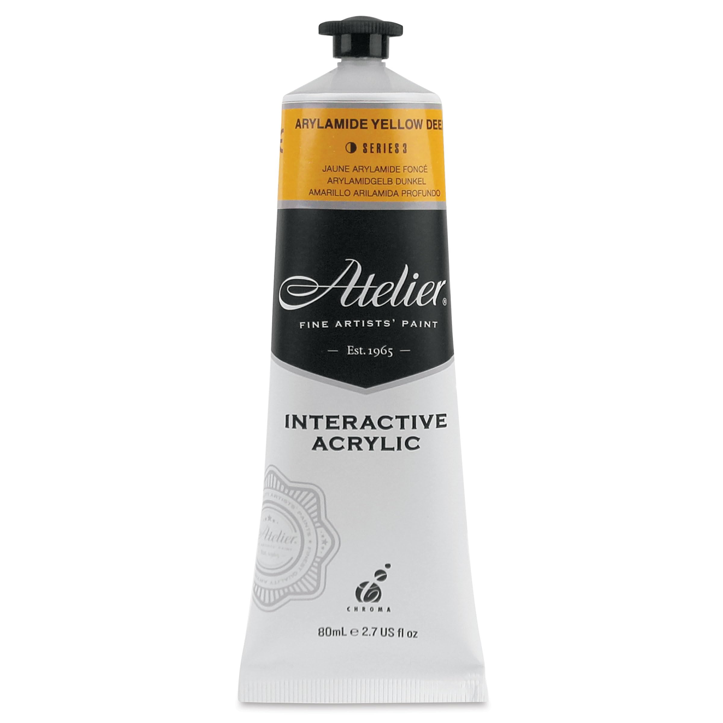 CHROMAAtelier Interactive Artists' Acrylics - Arylamide Yellow Deep, 80 ml tube