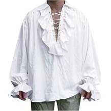 Men Pirate Shirt Renaissance Victorian Vampire Steampunk Halloween Shirts Ruffled Shirt Gothic Medieval Costume