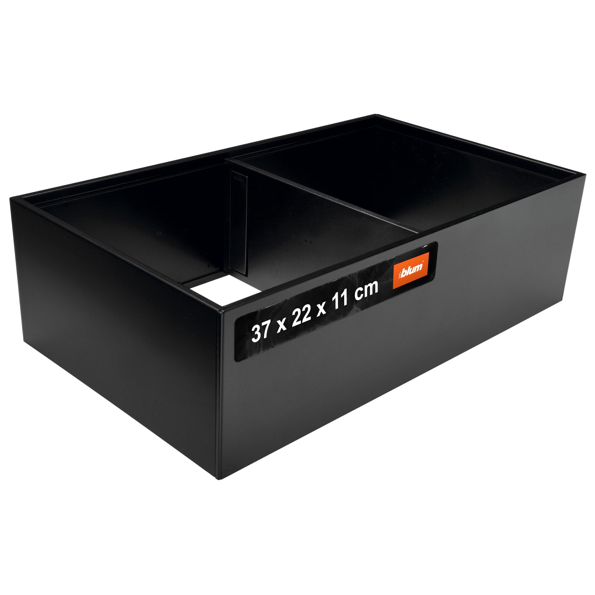 blum AMBIA-LINE organizer szuflady ze stali lakierowanej proszkowo | idealny do kuchni, łazienki i pokoju | rozszerzalny modułowo | 37×22×11 cm | z płytką magnetyczną | Czarny karbon