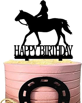 Cowgirl Happy Birthday Cake Topper Western Cowgirl Cake Decorations Girl Rider Birthday Cake Topper Equestrian Cake Toppers for Girls Women girls Birthday Party Cake Decorations