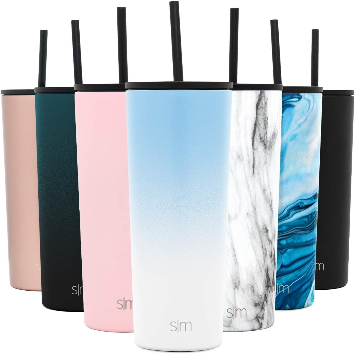 Simple Modern Classic Insulated Tumbler with Straw and Flip Lid - Stainless Steel Water Bottle Iced Coffee Travel Cup 24oz (710ml) Ombre: Santorini Breeze