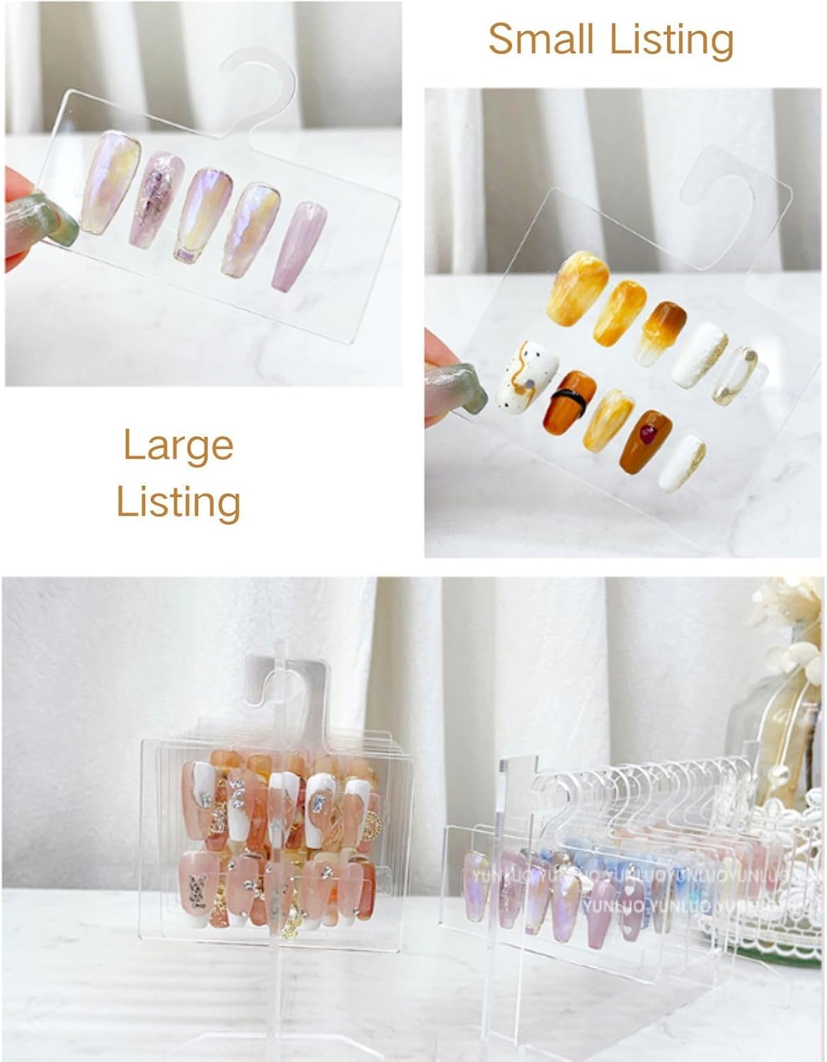 Nail Hanger Stand, Acrylic Nail Art Display Board, Transparent Nail Sample Organizer, Nail Hanger Display Holder with 10pcs Hanger(M) - Image 4