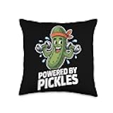 Funny Powered by Pickles Strength Training Gym Throw Pillow