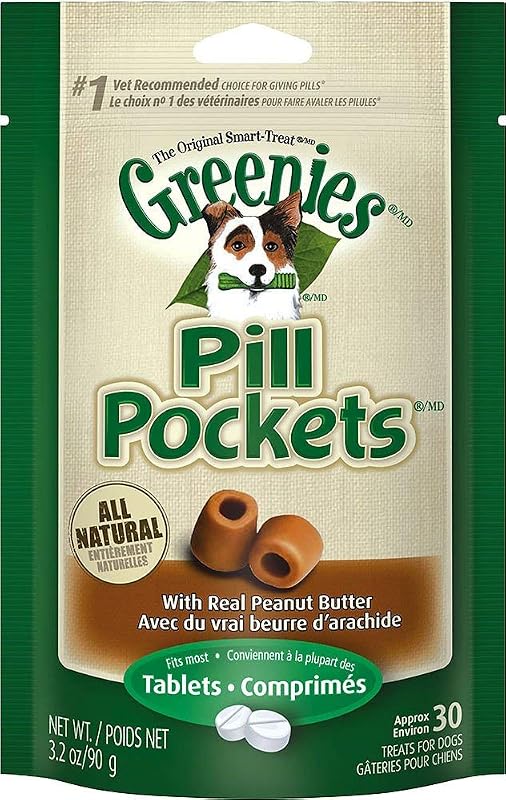 Greenies Peanut Butter Dog Pill Pockets for Tablets 1.2Lbs (6 x 3.2oz)