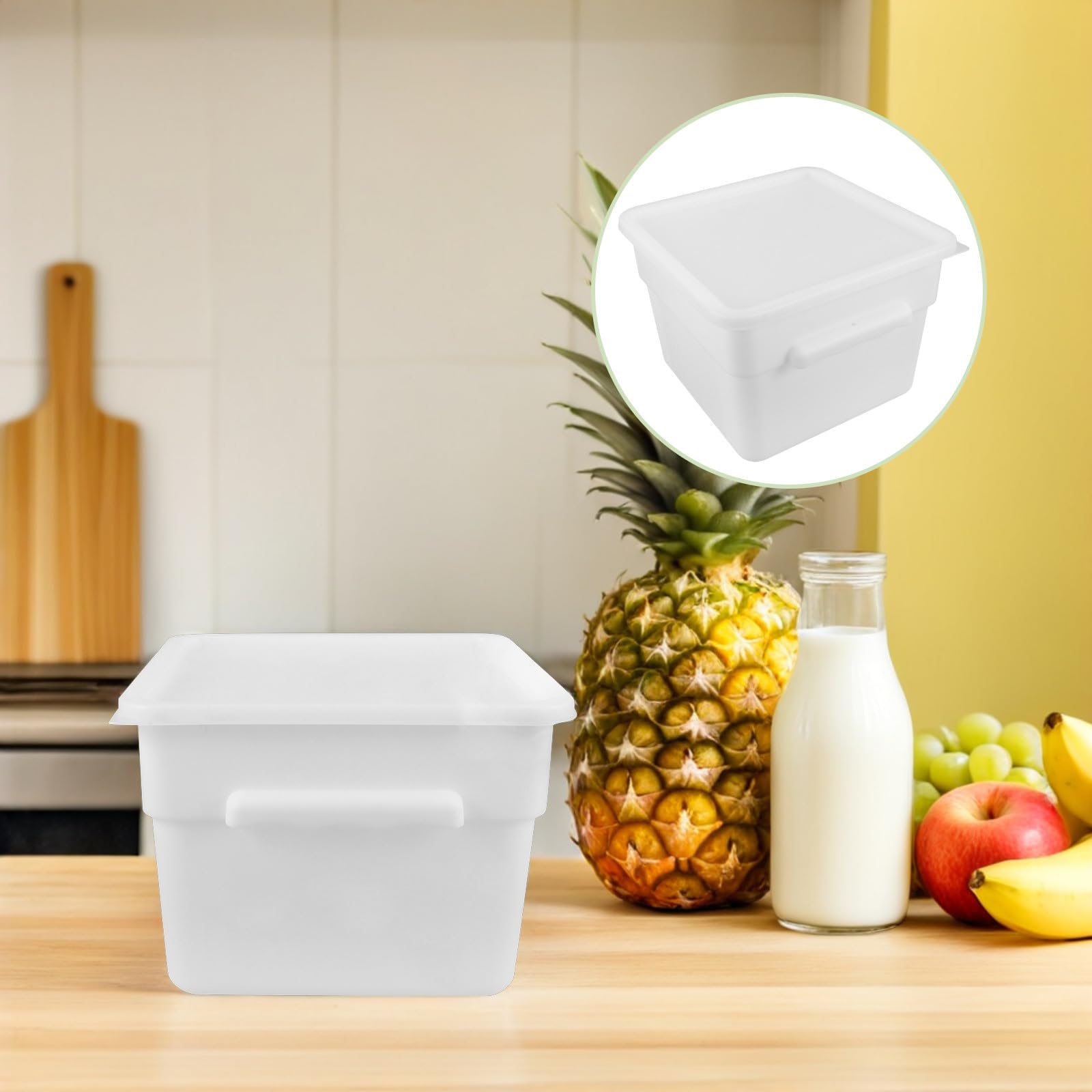 POPETPOP Contenitore Quadrato in Plastica con Coperchio 12l Bianco | Manico Integrato, Adatto per Cucina e Meal Prep, Dimensioni 29, 00x29, 00x21, 00cm