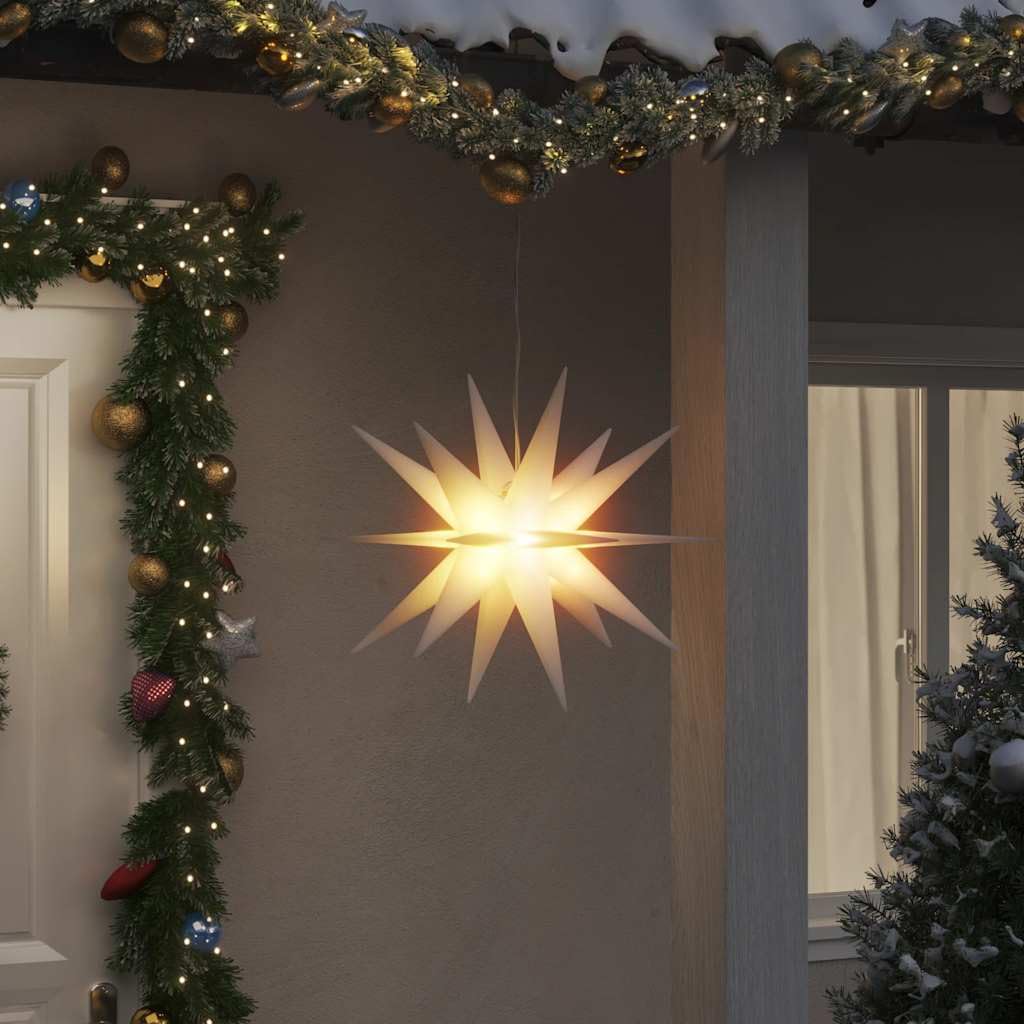 LED-Weihnachtssterne 3 Stück faltbar Weiß 57 cm mit Timer wasserdicht für Innen und Außen Weihnachtsbeleuchtung Fenster Deko Garten Terrasse festliche Beleuchtung
