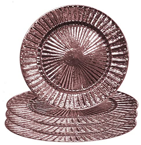 Platos redondos de plástico Rose Gold 13 pulg. set x4 miniatura 1