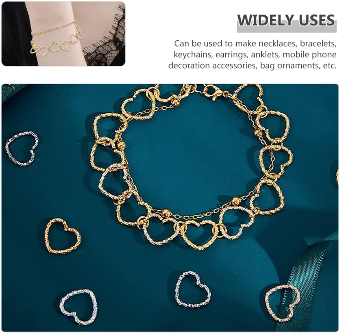 320pcs Heart Jump Rings for Jewelry Making, Metal Open Connectors