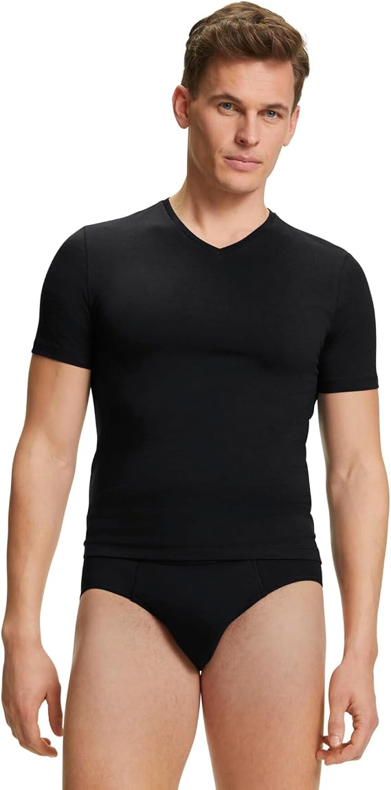 FALKE Men's Daily Climate Control Outlast® Deep V-Neck M S/S Ts Cotton Quick Drying Pack of 1 Underwear (Pack of 1)