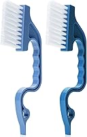 Vista 1 de Slick- Cepillo de limpieza de riel de ventana, paquete de 2, mango ergonómico azul, raspador integrado, multiusos, herramientas de limpieza de riel