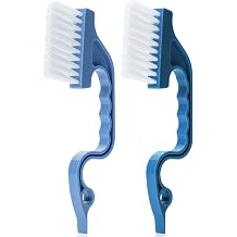 Slick- Window Track Cleaning Brush, 2 Pack, Blue Ergonomic Handle | Built-in Scraper, Multipurpose Window Track Cleaning Tool for Sliding Doors, Windows, Corners, Dust, Dirt & Narrow Gaps
