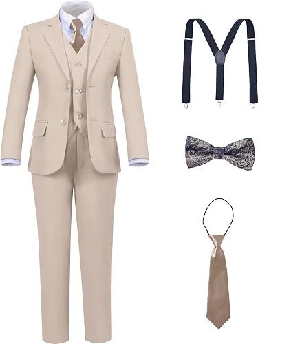 Boys Suits Size 5 Champagne Suits for Boys Kids Formal Dress Clothes Tuxedo Vest