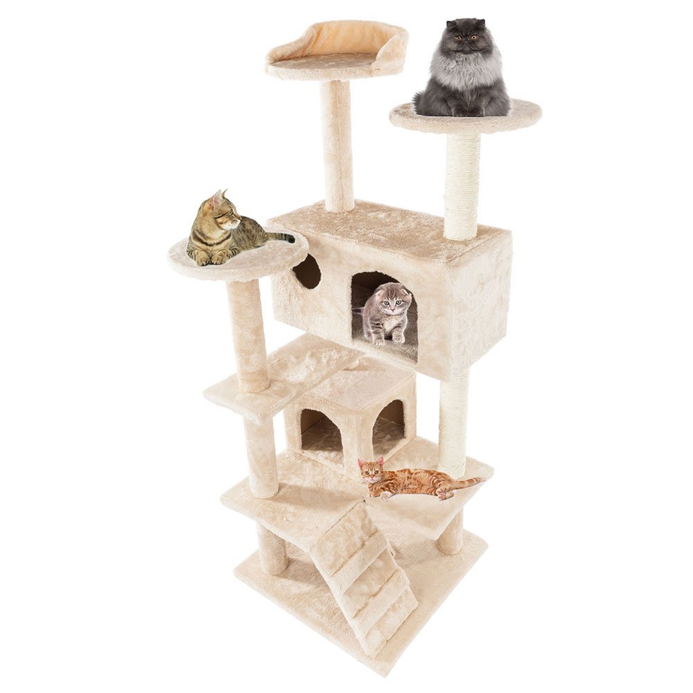 Cat Climbing Tower,Cat Box Furniture,Cat Tree House Furniture Condo 52" Tall Pet PlayTower Scratching Post Kitten Toy Bed for Middle and Small Cats