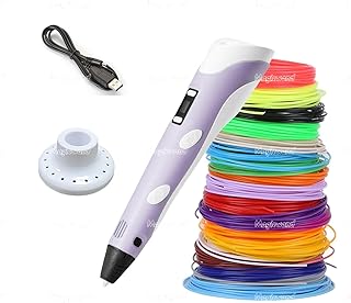 Magicwand【with USB】| !!! Very IMP !!!【Contains-3 Metres Each 3 Filaments】【Long Press Filament Forward Button to Start 3D Pen】| 3D Printing Pen with LCD Display【Pack of 1】