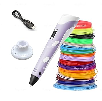 Magicwand【with USB】| !!! Very IMP !!!【Contains-3 Metres Each 3 Filaments】【Long Press Filament Forward Button to Start 3D Pen】| 3D Printing Pen with LCD Display【Pack of 1】