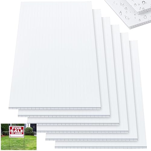 Geetery 6 tableros de plástico corrugado de 0.157 pulgadas de grosor, impermeables, color blanco, cartón corrugado para patio, garaje, casa, uso en