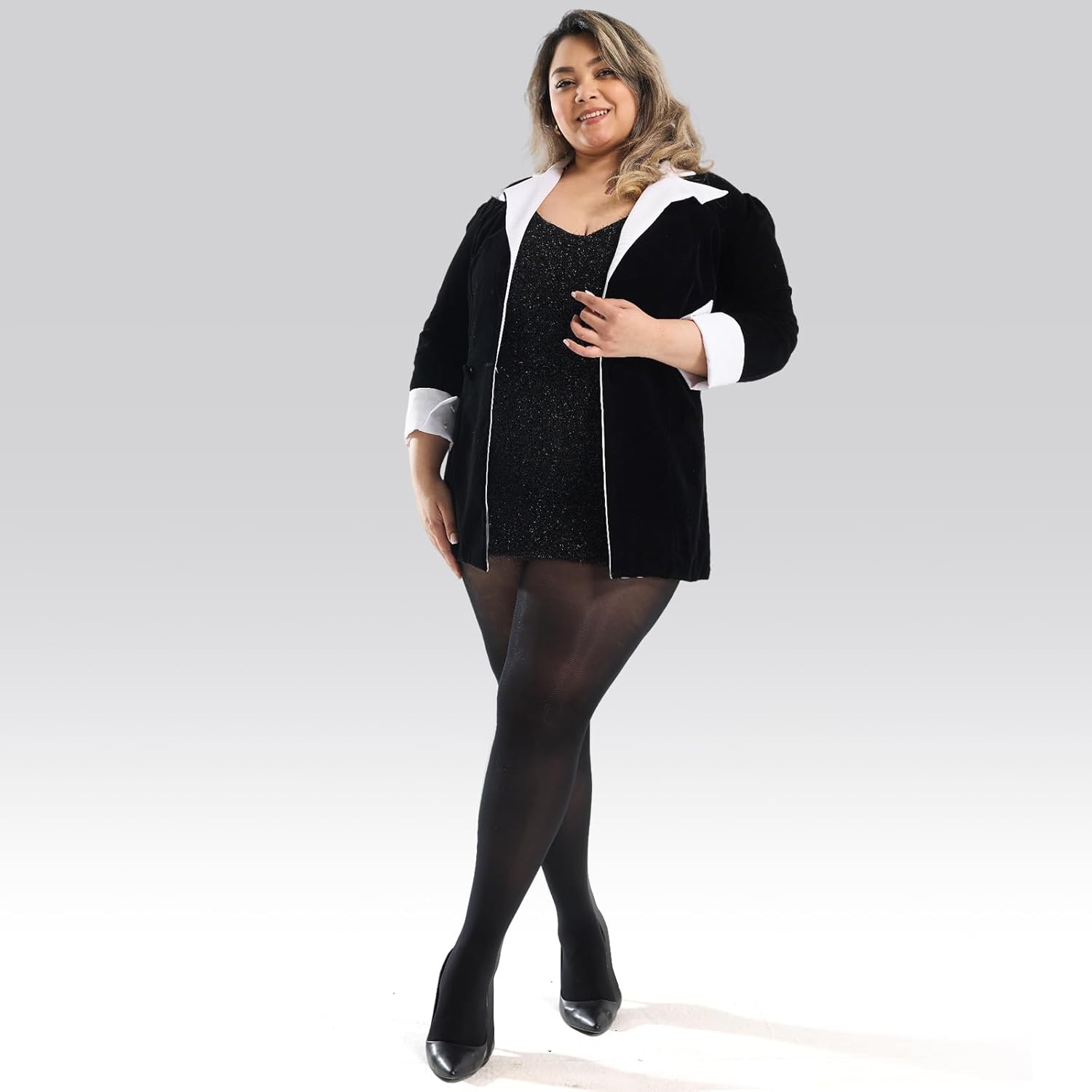 2 Pairs Plus Size Tights for Women,Semi-Sheer T-Crotch Rip Resistant High Waist Pantyhose with Reinforced Toes - Image 5