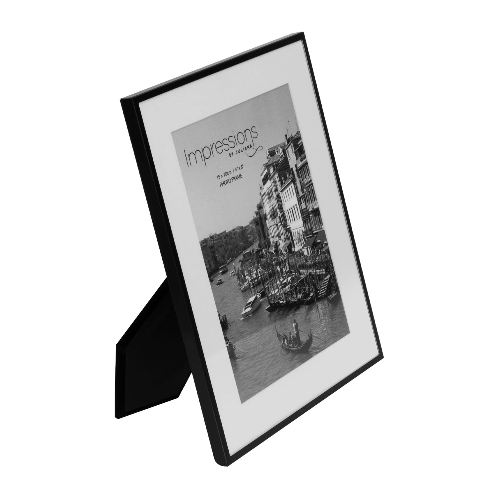 pf+a REAL GLASS Black Thin Metal Frame For 8x6 Photo - 8x6 Modern Thin Black Metal Frame