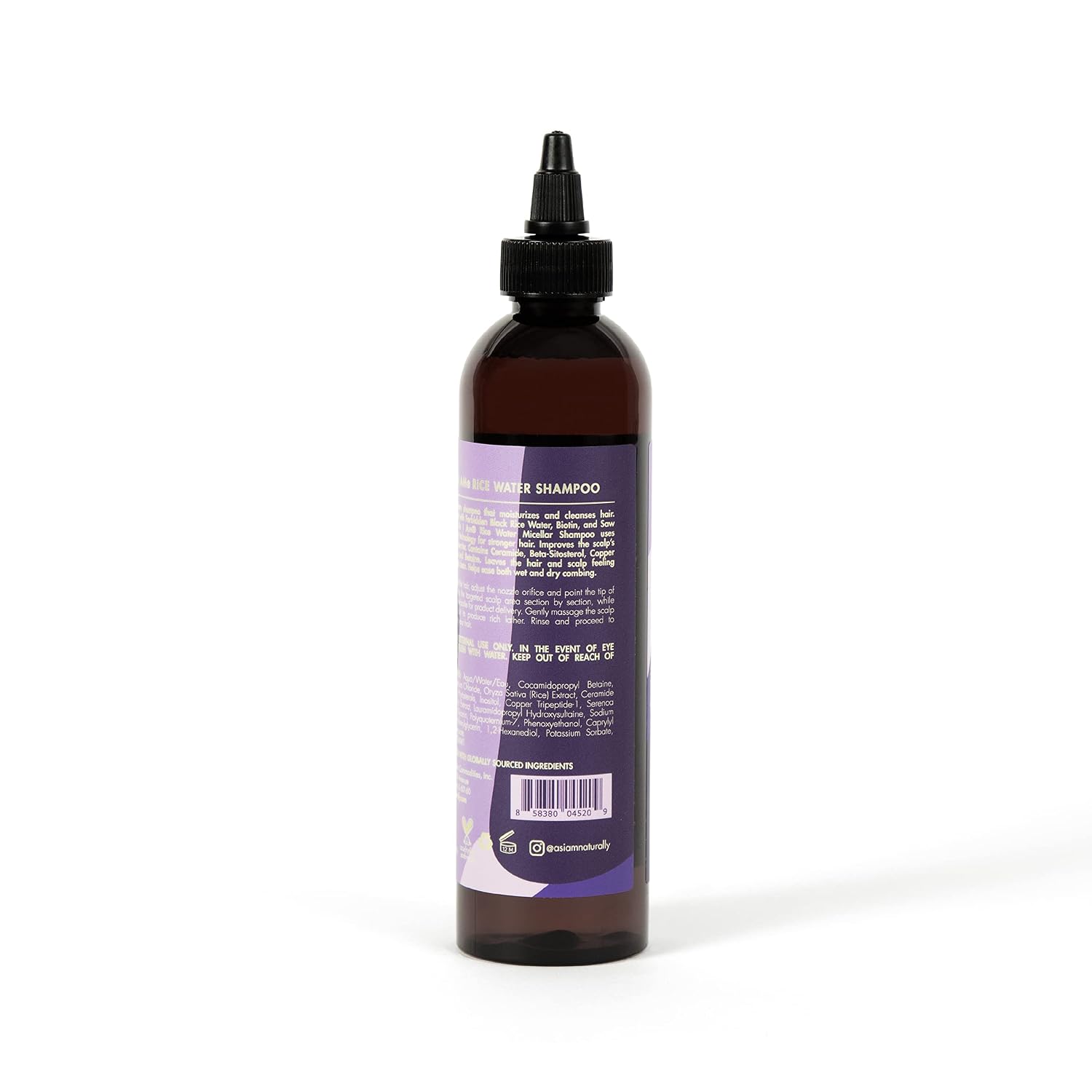 As I Am Rice Water Shampoo 8 oz - with Forbidden Black Rice, Saw Palmetto, Biotin - Gentle Cleanser - Moisturizing - Vegan & Cruelty Free - Sulfate Free - Paraben Free - For All Hair Types