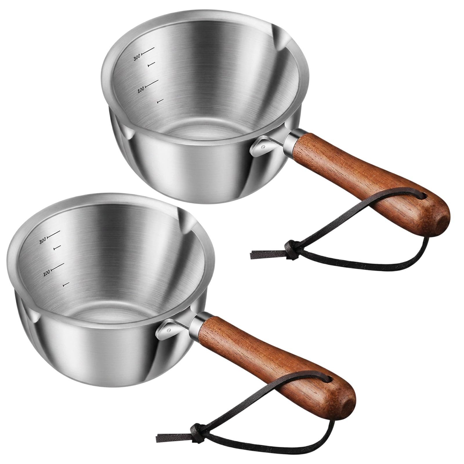 2 PCS Small Milk Pots Set, Milk Pan with Pouring Lip, Compact Saucepan for Heating Milk and Making Sauces, Milk Pan with Easy Pour Design, 300 Ml Capacity
