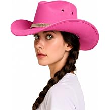 thuizen Men and Womens Classic Western Rolled-up Vegan Suede Decent Adjustable Drawstring Cowboy Cowgirl Hat