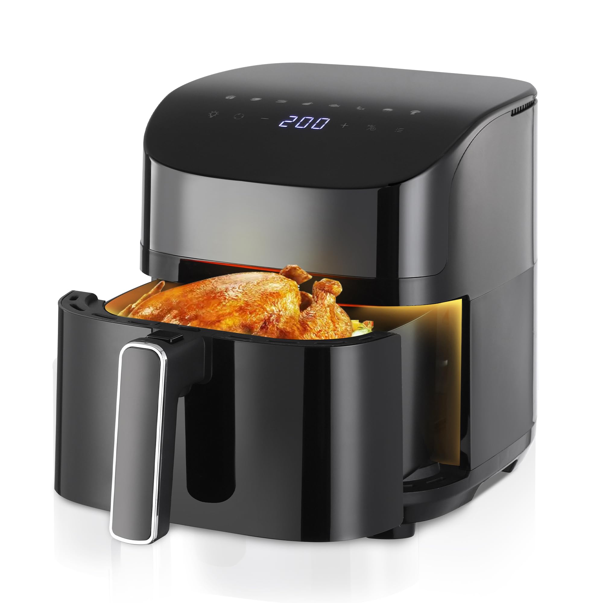 KEINVE Airfryer Heißluftfritteuse, 8-in-1 Air Fryer XXL 5L, Heissluftfritteuse mit Sichtfenster & Shake-Reminder