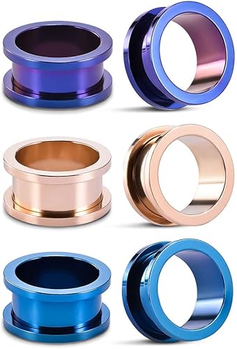 TBOSEN 3 pares de dilatadores de oído de acero inoxidable, kit de estiramiento de tapones para los oídos, túneles expansor, 0.07 oz - 1 pulgada