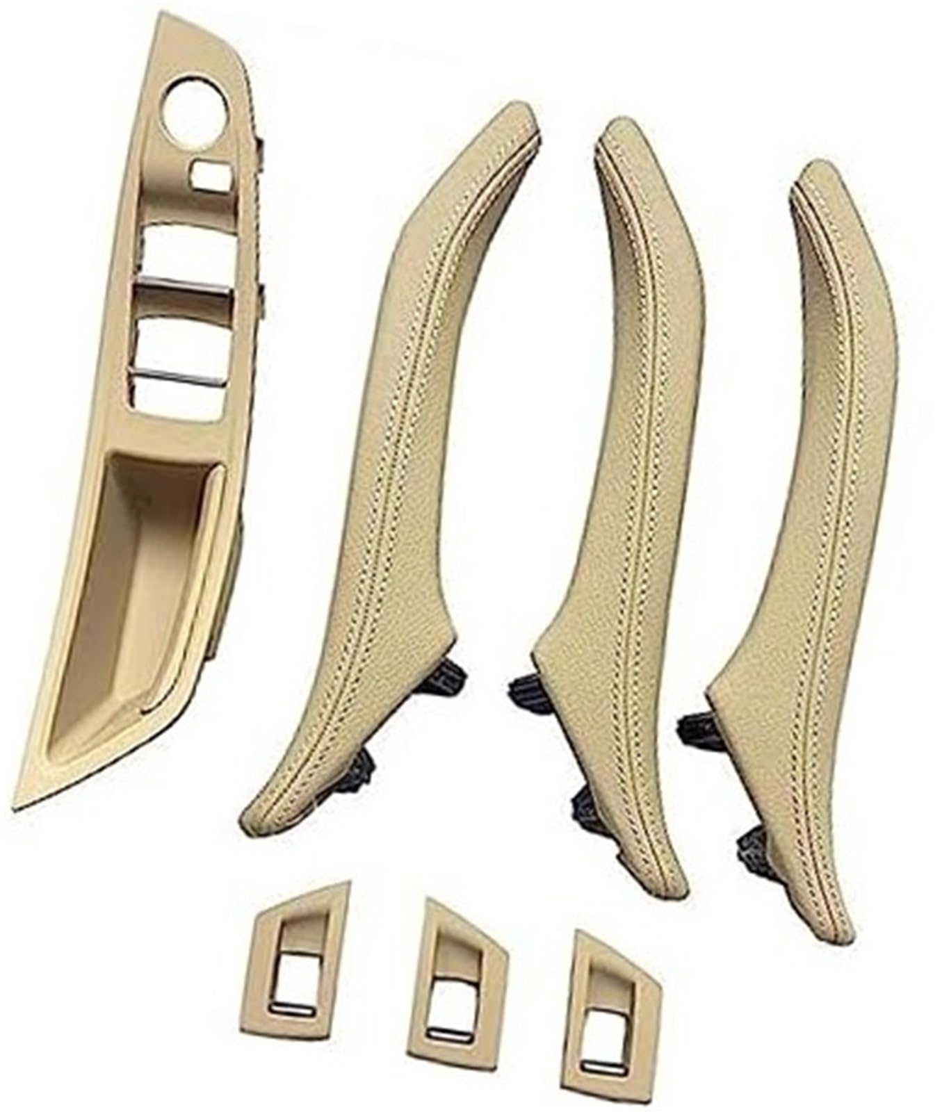 Demulax Black Lhd Beige Car Handle Garnish Car Inner Interior Door Handle Leather Panel, For Bmw, For 5 For Series F10 F11 F18 520I 523I, For 525I 528I 535I(Black Lhd Beige)