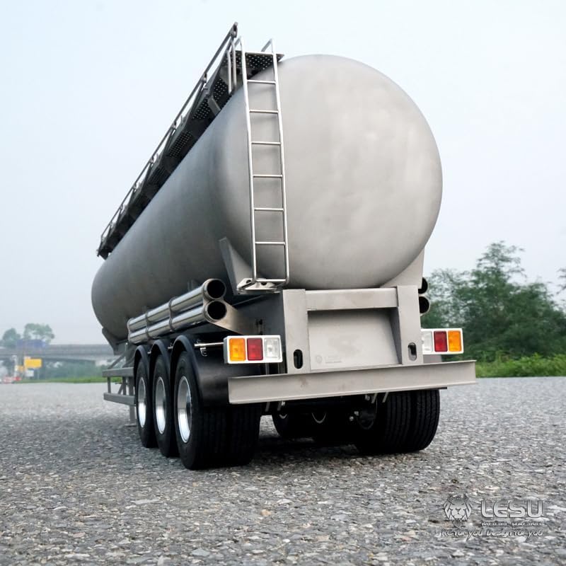LESU RC Tractor Truck Trailer Metal 40Foot Oil Tank Gas-Tanker Semi Trailer Assembled 1/14 Truck Model