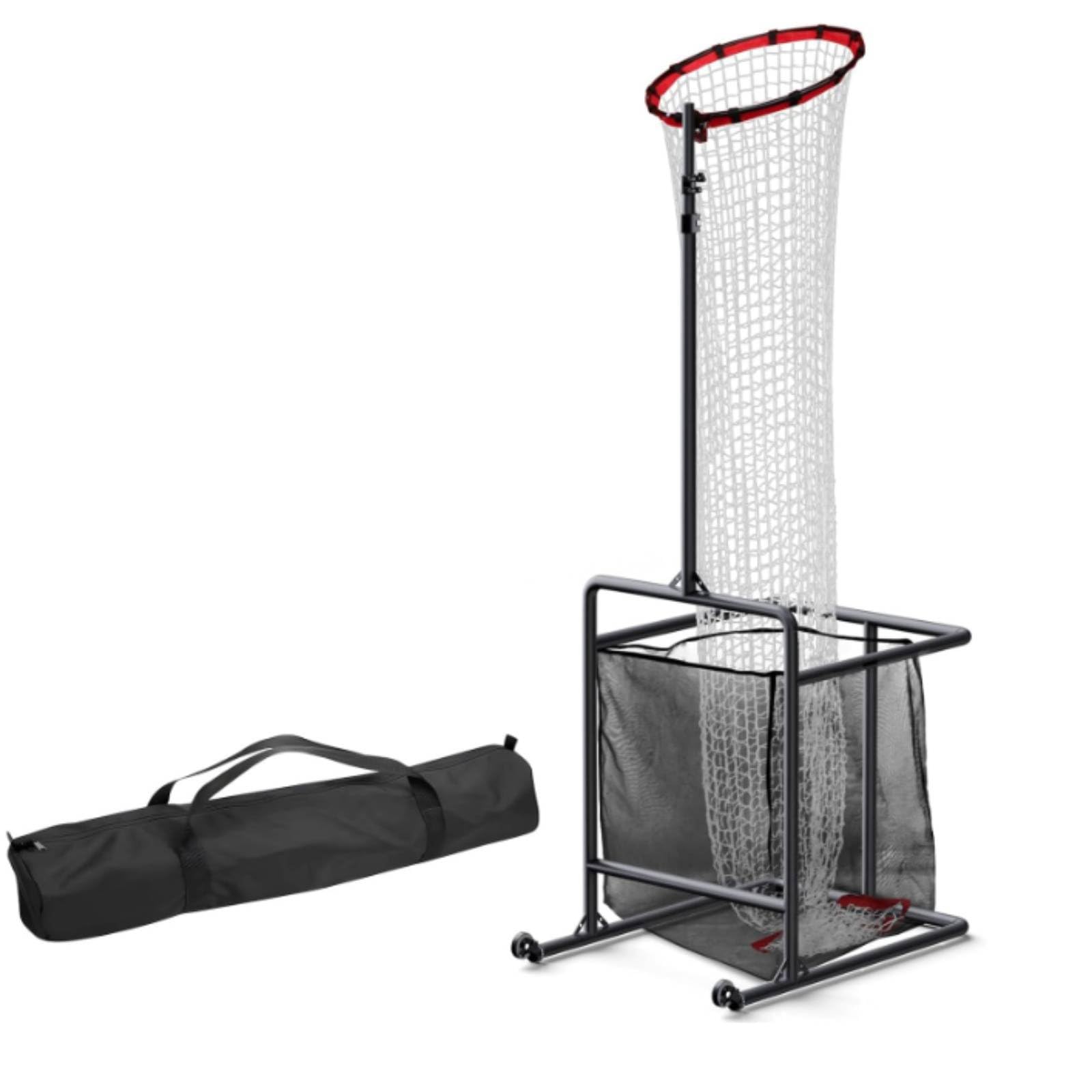 Rete Allenamento Pallavolo Regolabile con Borsa Raccoglipalle Rete Rimbalzante Pallavolo Facile da Montare Attrezzatura Sportiva per Palestra