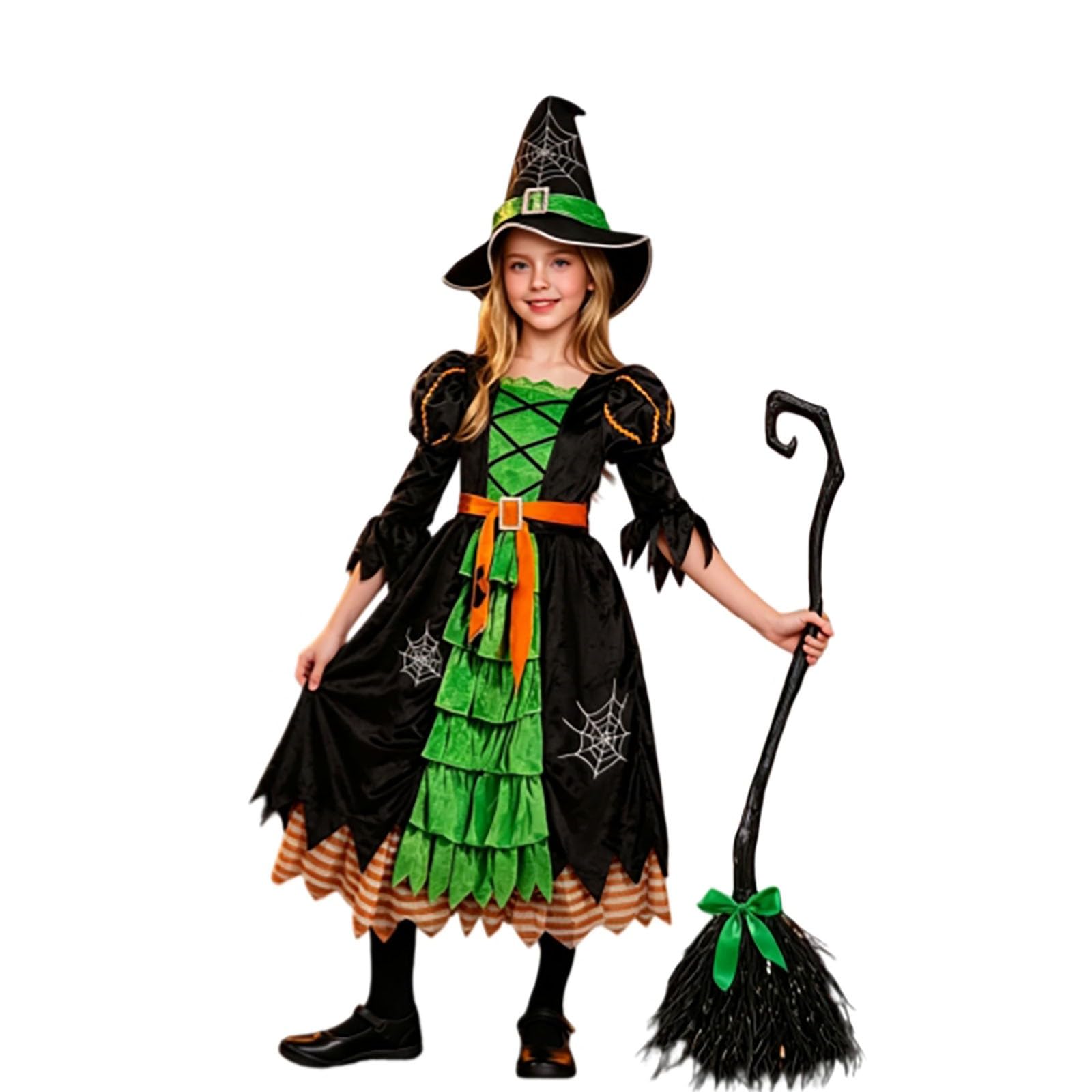 Kostüm Hexe Kinder Kostüm Halloween Mädchen Halloween Karneval Festzug Outfit Tütü Hexen Verkleidung Set Für Kinder Langarm Hexen Kleid Party Für Mottopartys Und Karneval