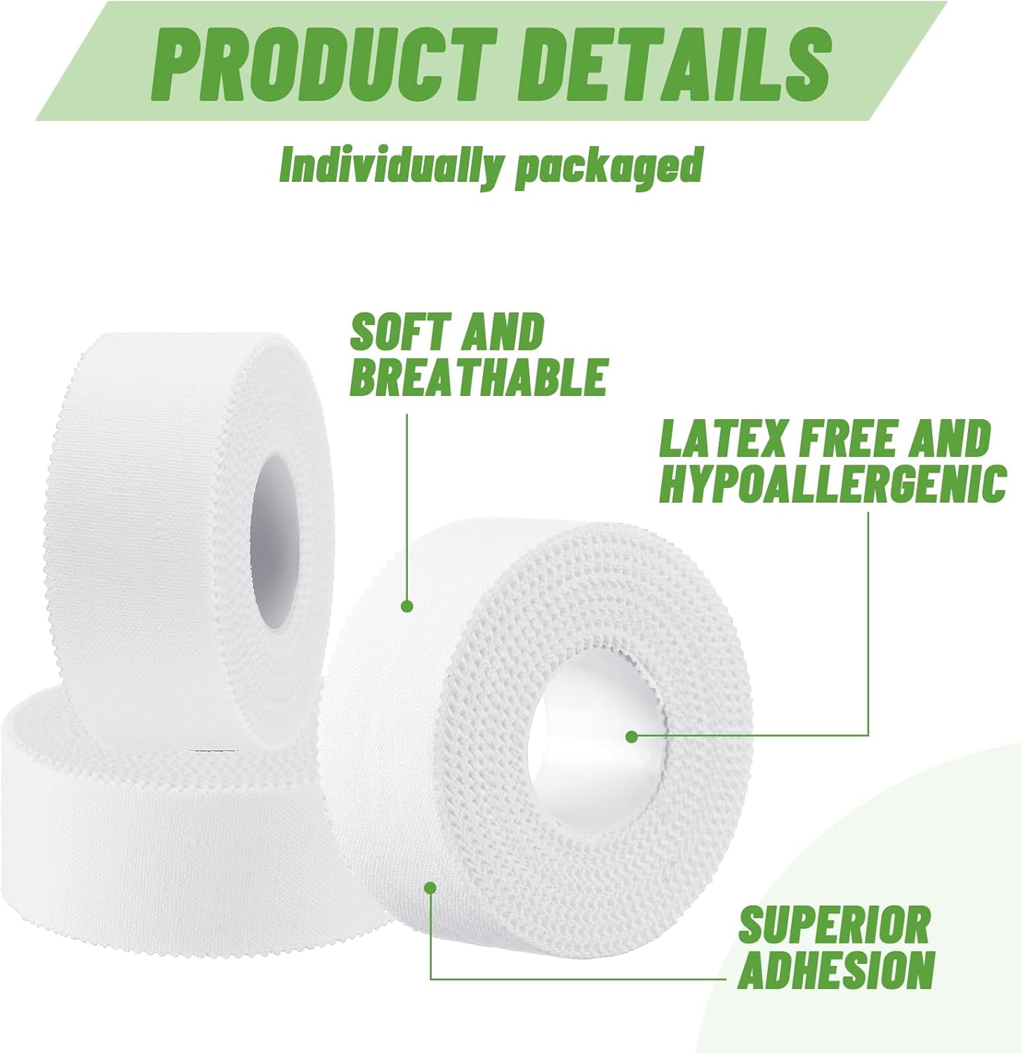 Threlaco 24 Pack Athletic Porous Tape 1" Wide x 10 Yards Standard Porous Medical Adhesive White Athletic Sports Wrist Ankle Tape for Stabilizing Supporting Muscles Gymnastics Boxing Climbing
