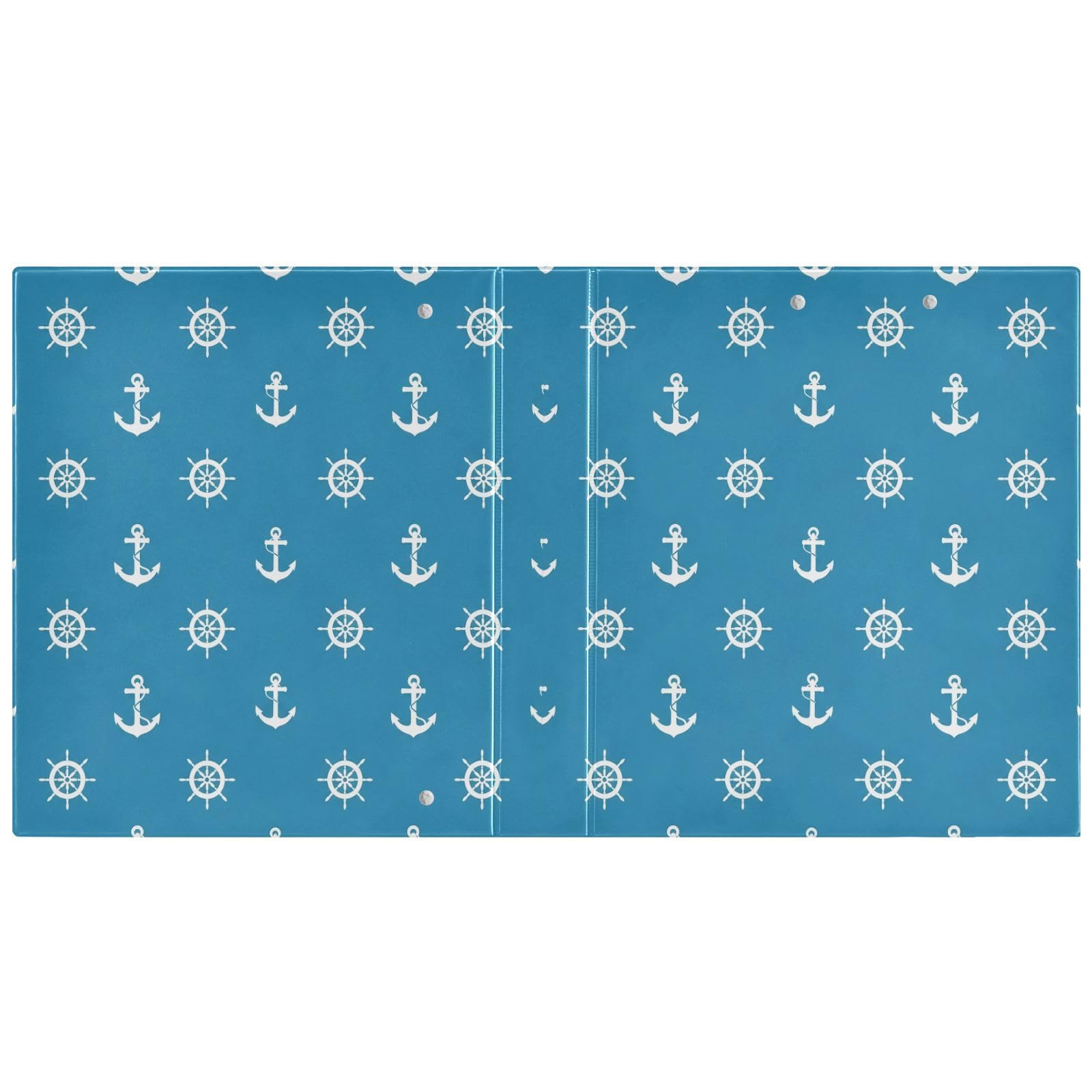 Raccoglitori a 3 anelli da 3,8 cm con ancore nautiche e ruote di nave, decorativi, con clip in metallo, organizer per casa e ufficio, confezione da 2