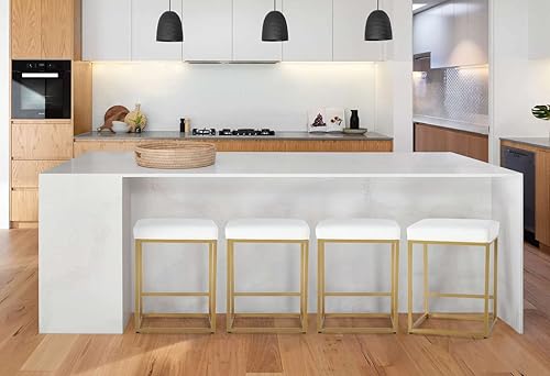 Miniatura 25 de Juego de 4 taburetes de bar marrones para encimera de cocina, taburetes de bar modernos sin espalda de 24 pulgadas, taburetes de bar industriales