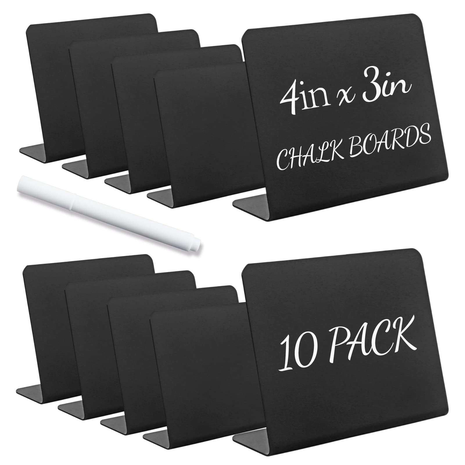 YETOOME 10 Pack Chalkboard Signs for Tabletop, L-Shaped Buffet Signs with 1 Erasable Chalk Marker, Food Labels for Party Buffet Wedding Bakery (3 x 4