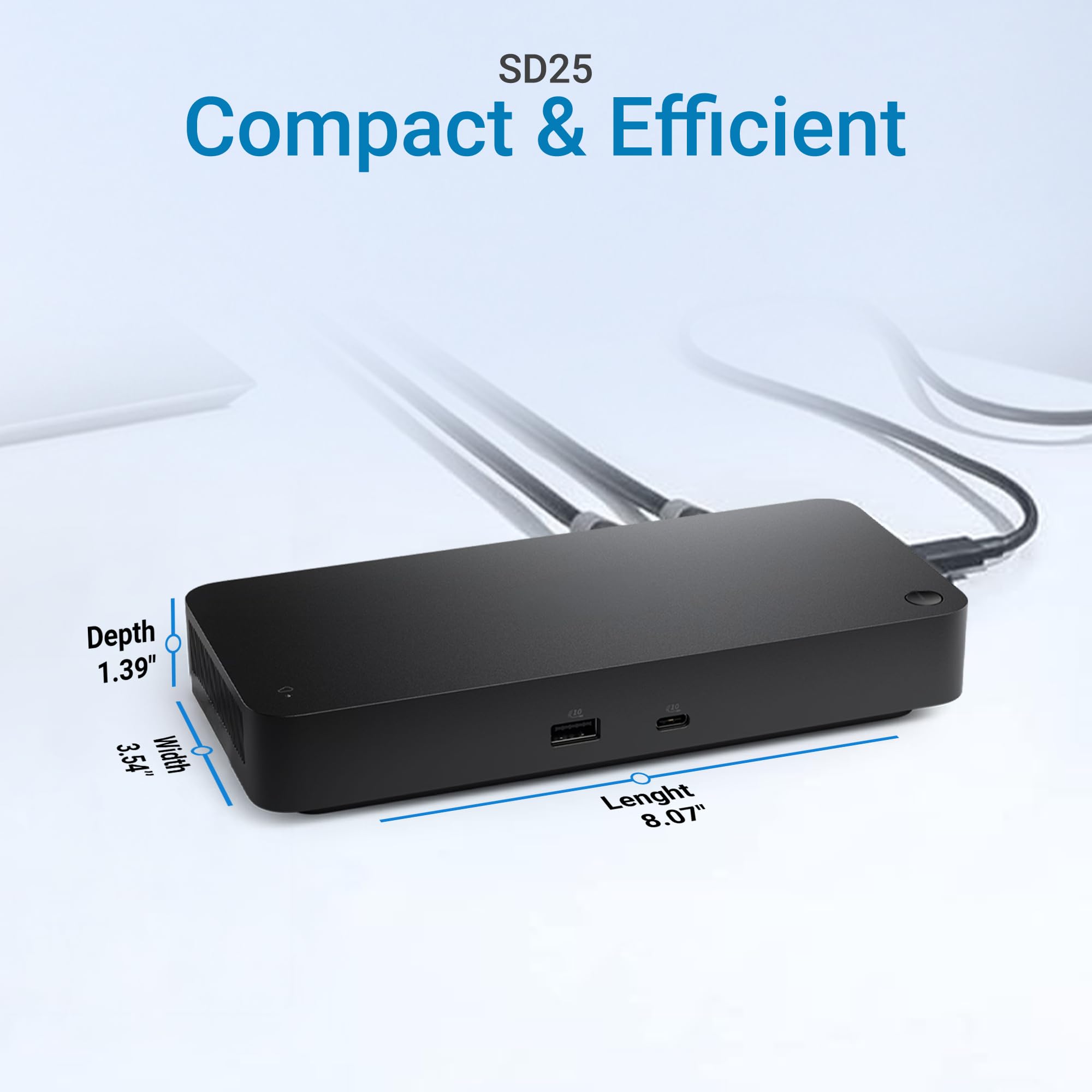 Docking station USB-C SD25 Pro — Dock per laptop da 130 W, doppia uscita monitor 4K, Ethernet 2.5GbE, HDMI 2.1, DisplayPort 1.4, hub USB-C e USB-A da 10 Gbps — Net Straight