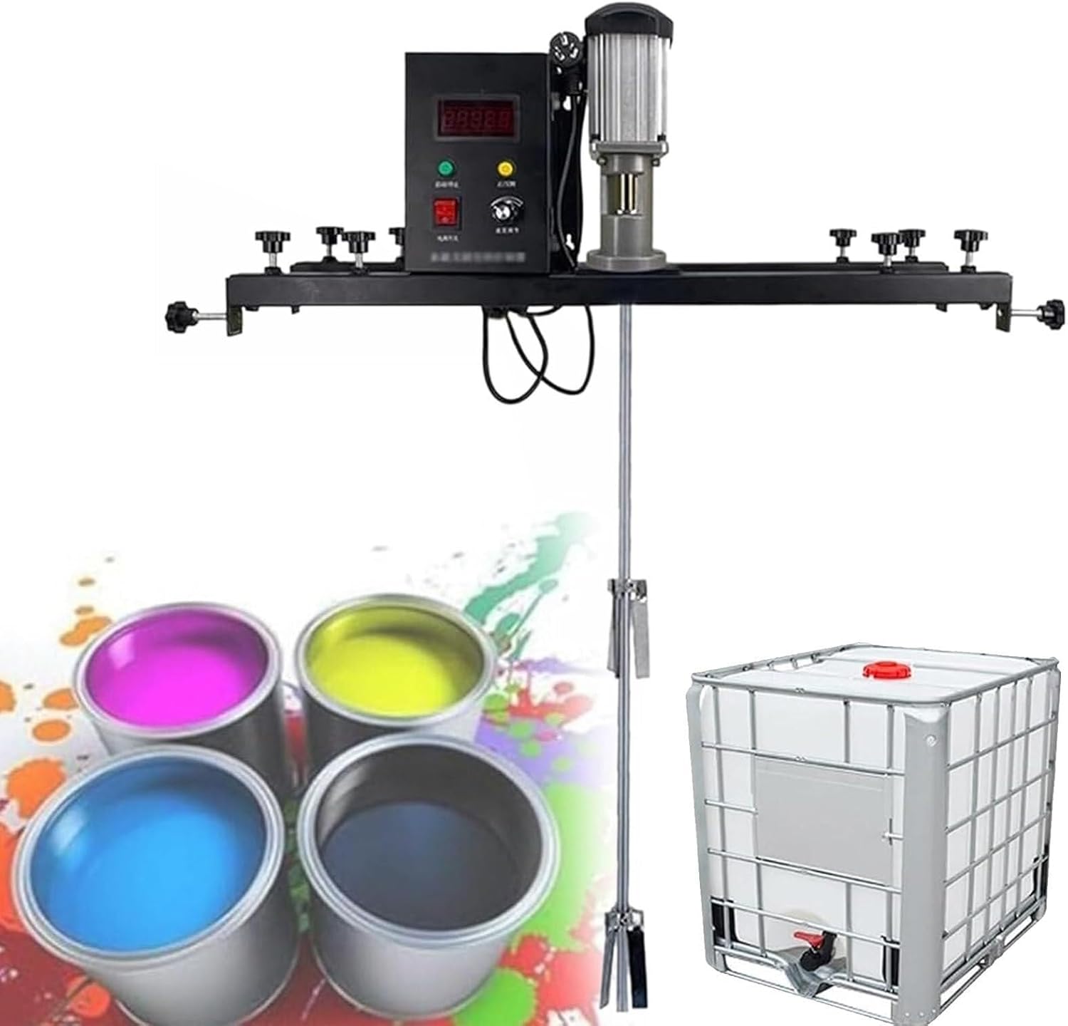 Electric tank mixer 980W, IBC mixer, commercial 1 ton paint mixer, paint mixing equipment with adjustable support stand, ink dissolver agitator(Package b)