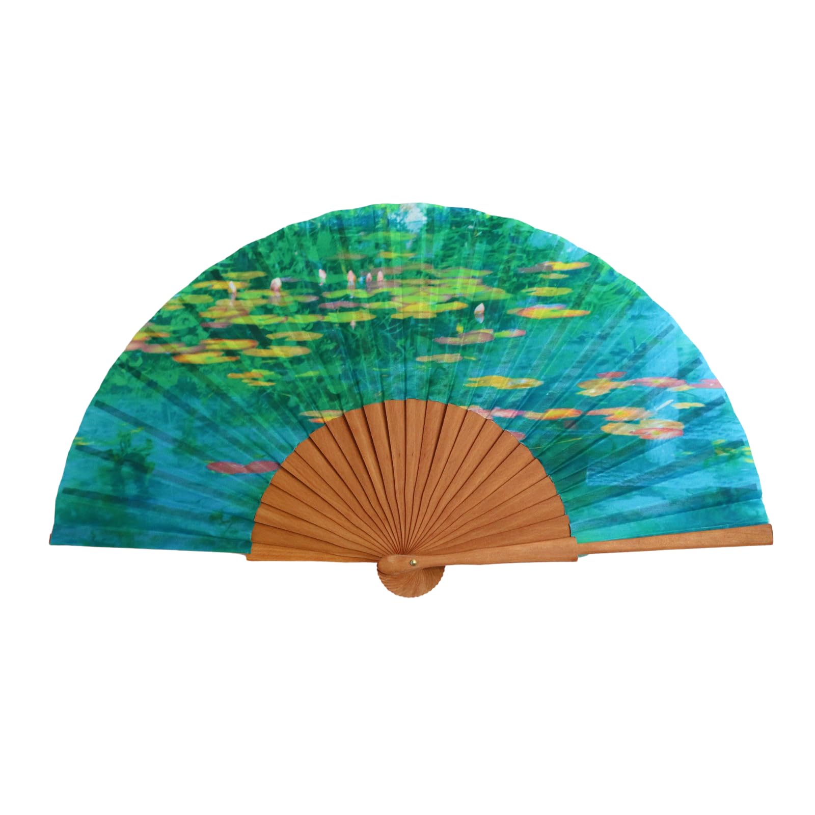 CUATROGOTAS Abanico de madera Arte y Música- Original Abanico Van Gogh, Klimt, Monet- Regalo Boda, detalle Invitados, Complemento de moda. Caja de Cartón gratuita-23 cm