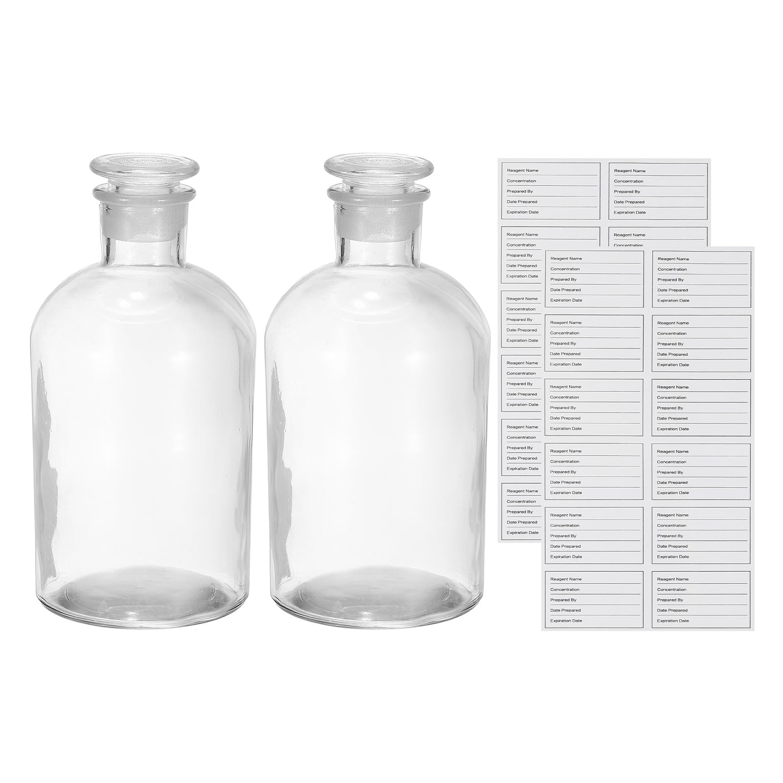 Flacon à réactifs de laboratoire PATIKIL en verre transparent de 1000ml avec bouchon