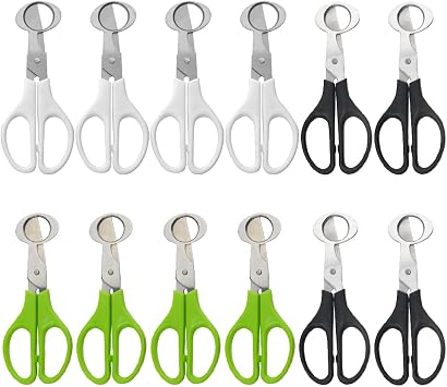12Pack Stainless Steel Quail Egg Cutter Scissors Quail and Pigeon Egg Cutter Tool Quail Scissors Opener Quail Egg Cracker for Home Kitchen Three Colors, Black+White+Grass EGG-12P