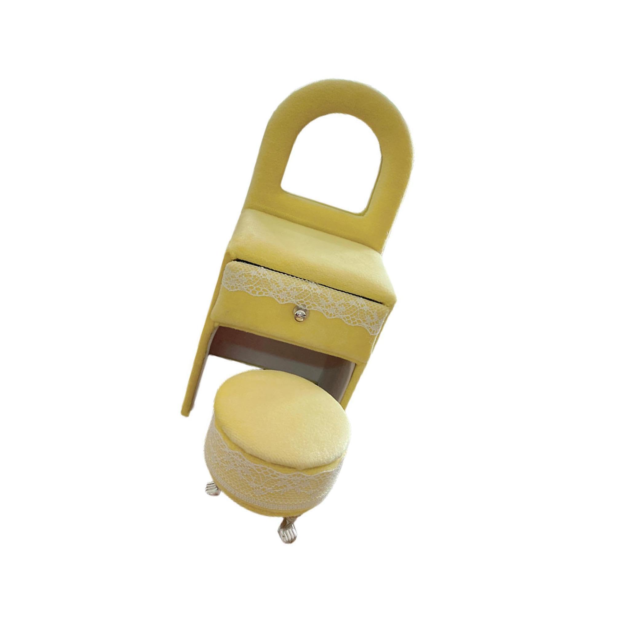 Zambuph Elegant Jewelry Storage Case for Stylish Women Rings Necklace Showcase Neckalce, Desk Cream Yellow