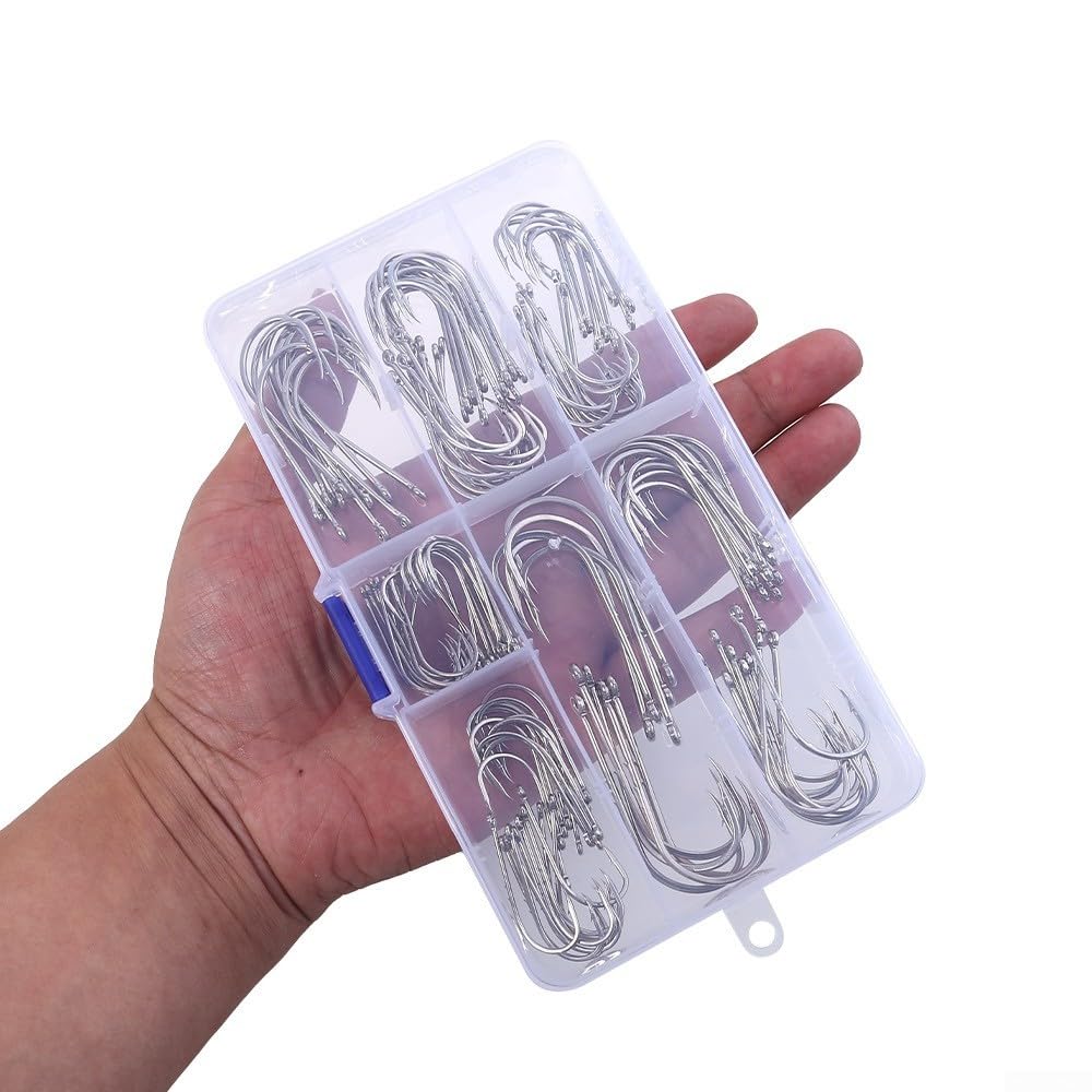 120pcs Lungo Gambo Mare Salata Ami Doppio Barb Punto Offset Per Fondo Pesca Live Bait E Costiera Surf Casting