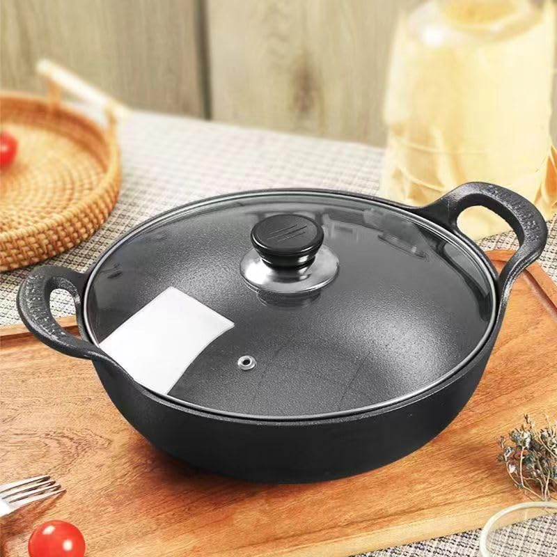 Cast Iron Ingot Pot, Thickened Double-Ear Stew Pot, Soup Pot, Universal Household Non-Stick, Small Frying Pan