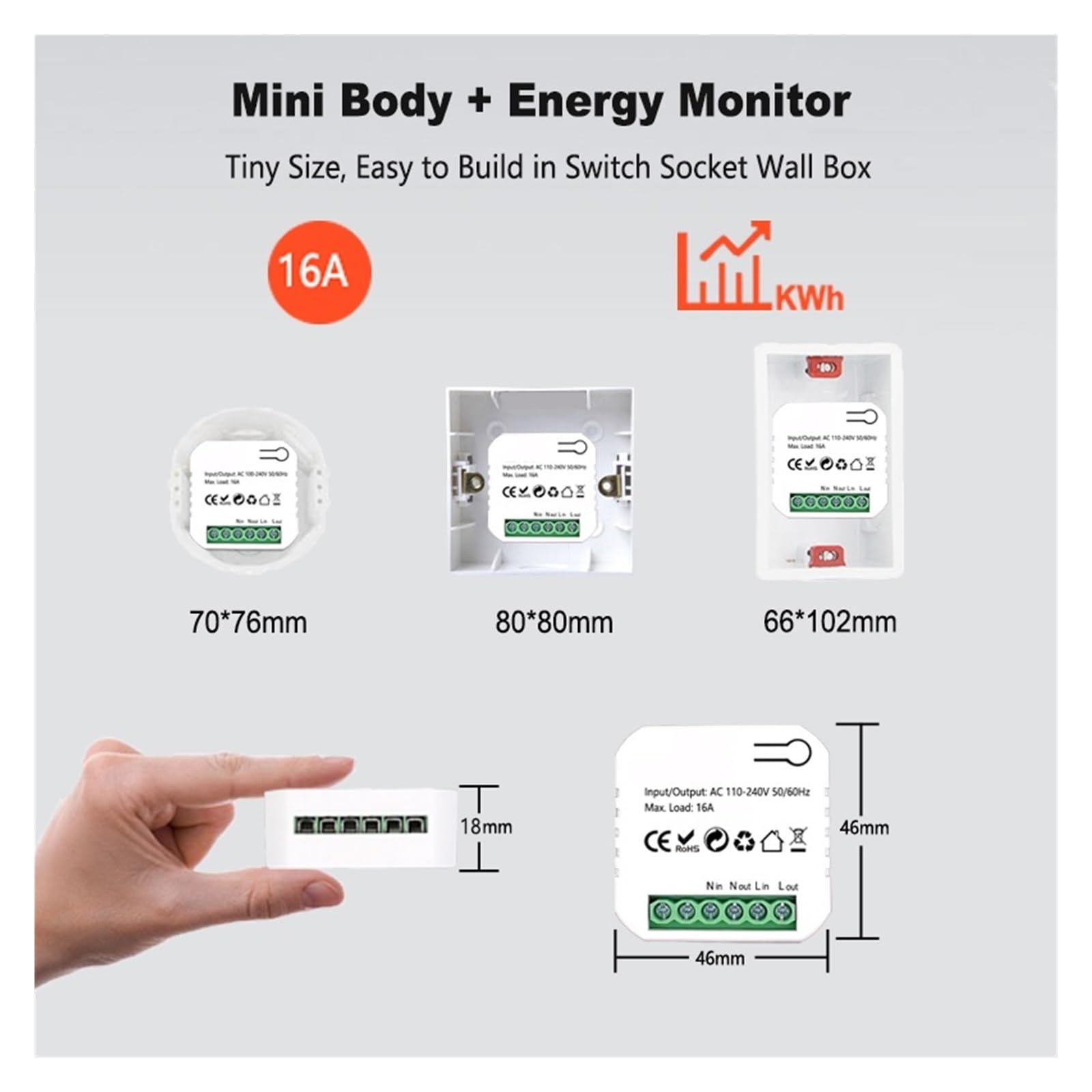Tuya Smart ZigBee Socket Switch Module KWh Meter Monitor Energii Timer 16A Zabezpieczenie Przed Przeciążeniem Dokładne Monitorowanie Energii(2 pieces)