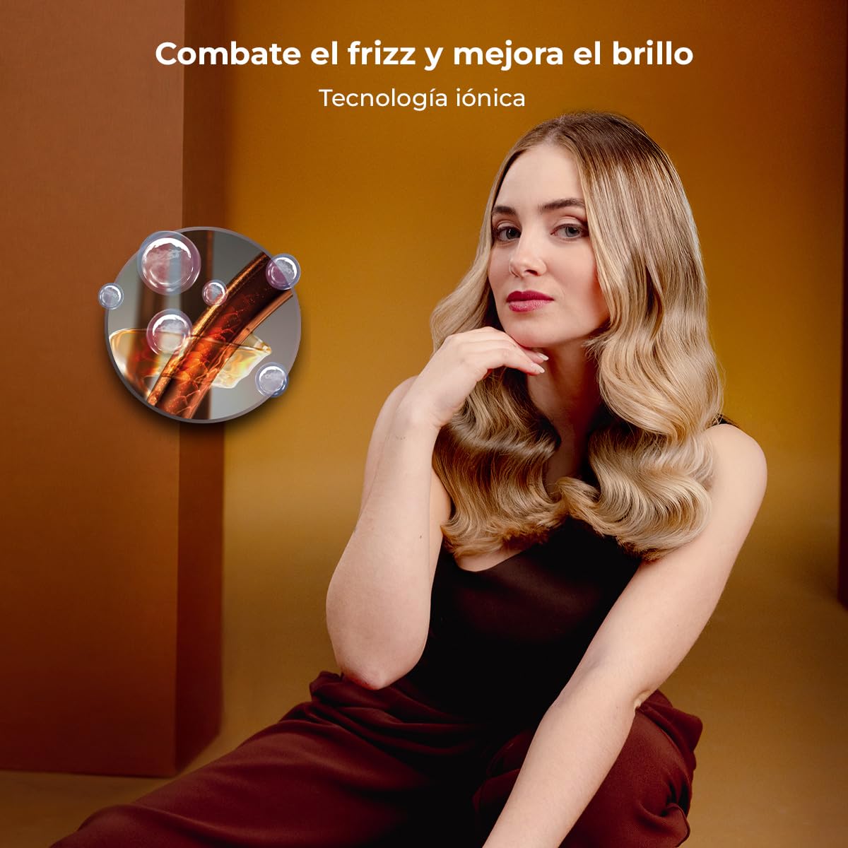 Cecotec Secador de Pelo Iones - 6 Accesorios - DryGlam Waves 6in1 Sensor Black. 1400W, 110000rpm, Tecnología de Sensor de Distancia, Triple Protección Calor, Memoria, 3 Velocidades y 5 Temperaturas